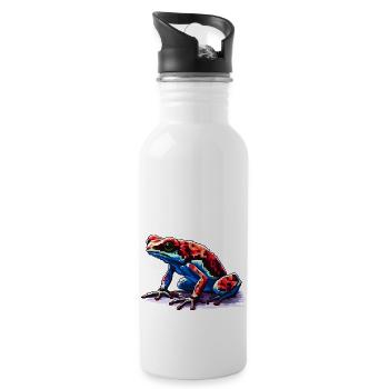 Grenouille dendrobate empoisonnée colorée en aspect pixel 8 bits - Gourde avec paille intégrée - blanc - Droite