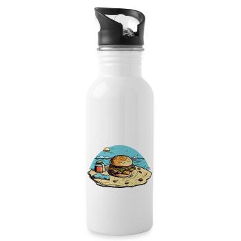Hamburger at beach n°1 - Water bottle with straw - white - Right