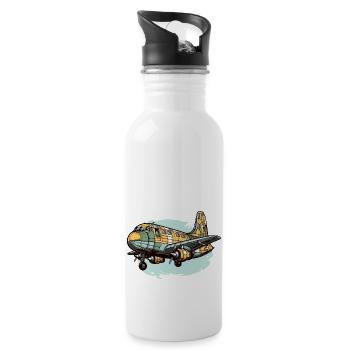 Avion de tourisme - Gourde avec paille intégrée - blanc - Droite