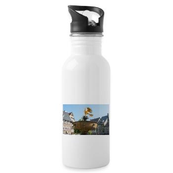 historischer Brunnenmarkt Goslar (Marktbrunnen) - Trinkflasche mit integriertem Trinkhalm - Weiß - Rechts