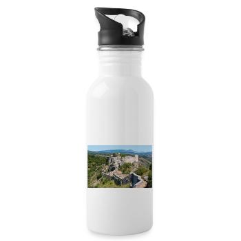 Knin Fortress (Kninska tvrđava) Croatia - Water bottle with straw - white - Right