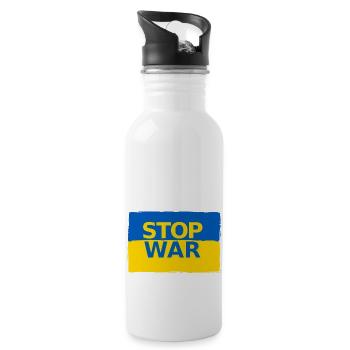 ukrainian flage 02 - Trinkflasche mit integriertem Trinkhalm - Weiß - Rechts