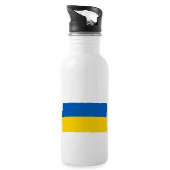 ukrainian flage 01 - Trinkflasche mit integriertem Trinkhalm - Weiß - Rechts