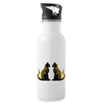 cats - Trinkflasche mit integriertem Trinkhalm - Weiß - Rechts