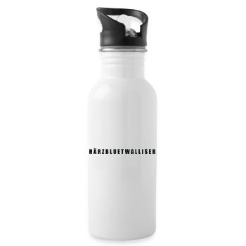 Härzbluetwalliser Kanton Walliser - Trinkflasche mit integriertem Trinkhalm - Weiß - Rechts