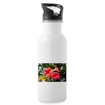 trumpet creeper or trumpet vine Campsis - Water bottle with straw - white - Right