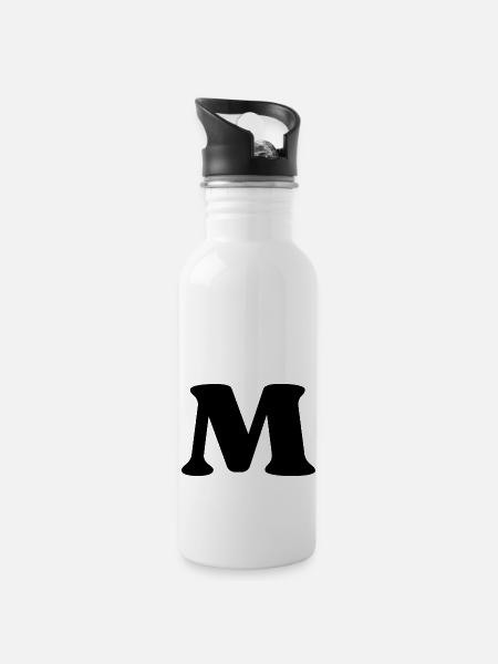 Lettre m - Gourde avec paille intégrée - blanc