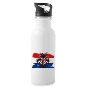 Croatia Flag Adriatic Sea Zagreb Croatian Flag - Water bottle with straw - white - Right
