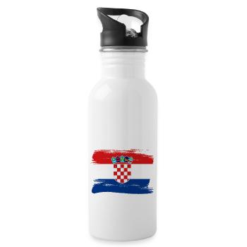 Croatia flag Adriatic Zagreb Croatian flag - Water bottle with straw - white - Right