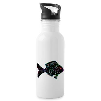 Poisson - Gourde avec paille intégrée - blanc - Droite
