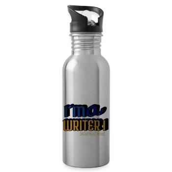 geek saufen beruf vergolder alkohol hund spruch - Trinkflasche mit integriertem Trinkhalm - Lightsilver - Rechts