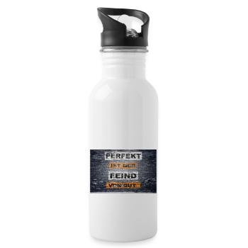 Perfekt ist der Feind von gut Graffiti - Trinkflasche mit integriertem Trinkhalm - Weiß - Rechts