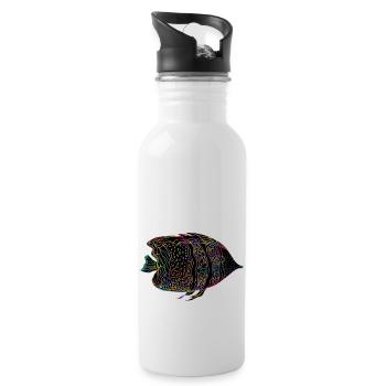 Poisson - Gourde avec paille intégrée - blanc - Droite