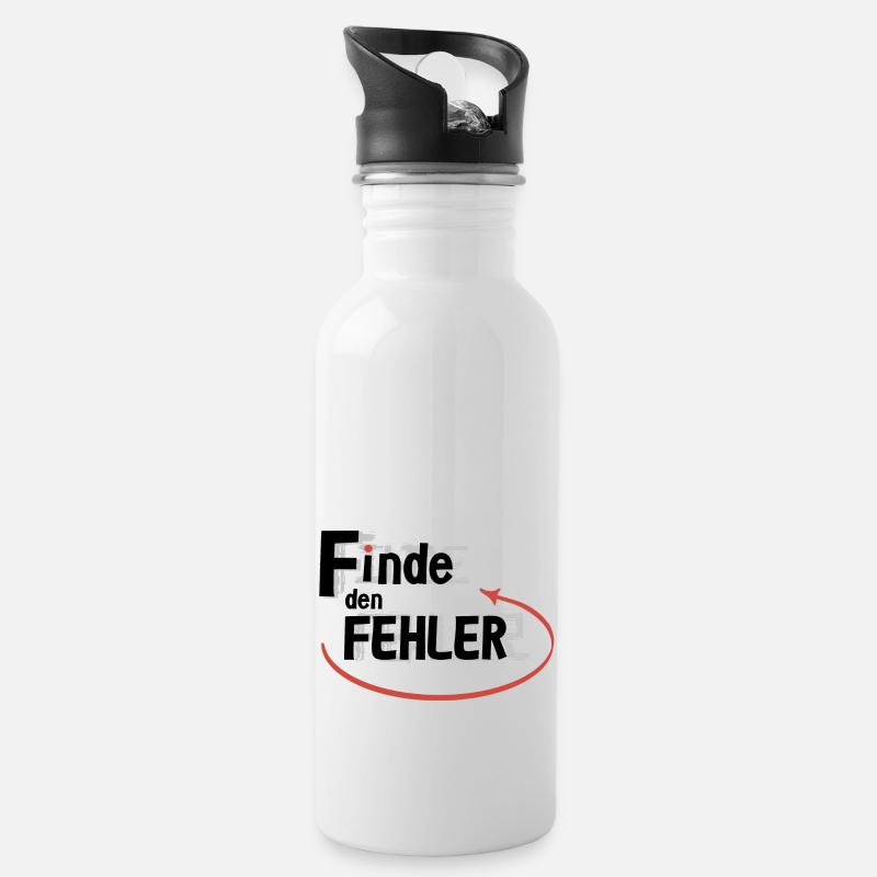 Finde den Fehler - Trinkflasche mit integriertem Trinkhalm - Weiß
