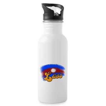 Laos Laote Laoten Flagge Elefant Lao I Geschenk - Trinkflasche mit integriertem Trinkhalm - Weiß - Rechts