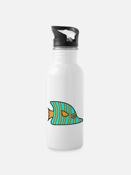 poisson - Gourde avec paille intégrée - blanc
