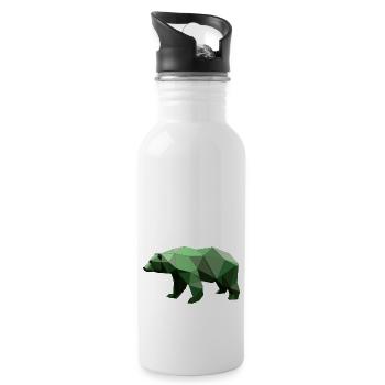 Bear, Polygon, Hiking, Trees, Animal, Wilderness, Nature, Green - Water bottle with straw - white - Right