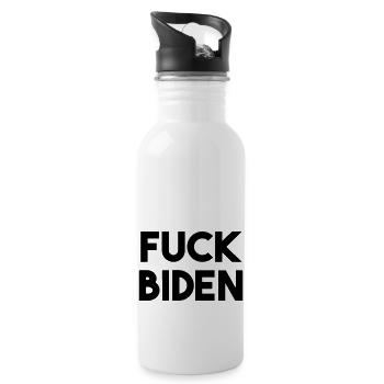 FUCK BIDEN - Water bottle with straw - white - Right