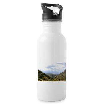 Mountain Mountains Mountain Landscape Poster - Water bottle with straw - white - Right