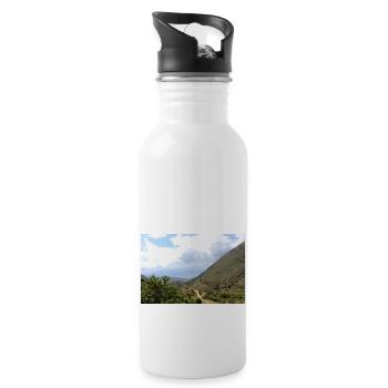 Mountain Mountains Mountain Landscape Poster - Water bottle with straw - white - Right