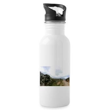 Berg Berge Berglandschaft Poster - Trinkflasche mit integriertem Trinkhalm - Weiß - Rechts