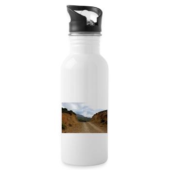 Berg Berge Berglandschaft Poster - Trinkflasche mit integriertem Trinkhalm - Weiß - Rechts