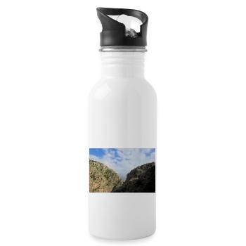 Berg Berge Berglandschaft Poster - Trinkflasche mit integriertem Trinkhalm - Weiß - Rechts