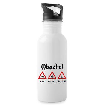 Obacht Lustige Sprüche Humor - Trinkflasche mit integriertem Trinkhalm - Weiß - Rechts