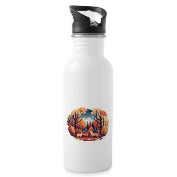 Animal Gathering (Fall Collection #9) - Water bottle with straw - white - Right