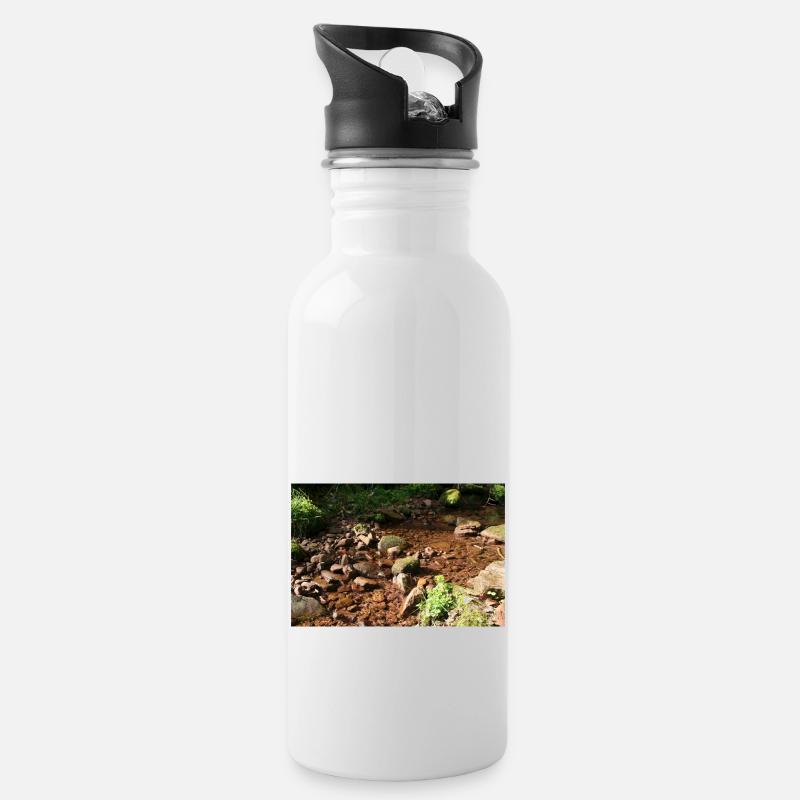 Black Forest Bächle - Water bottle with straw - white