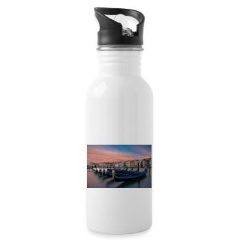 Gondolas on the Grand Canal - Water bottle with straw - white - Right