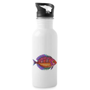 Fisch - Trinkflasche mit integriertem Trinkhalm - Weiß - Rechts