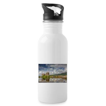 Schottland Eilean Donan Castle - Trinkflasche mit integriertem Trinkhalm - Weiß - Rechts
