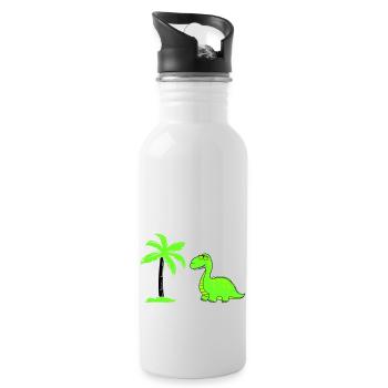 dinosaurier palme 02 - Trinkflasche mit integriertem Trinkhalm - Weiß - Rechts