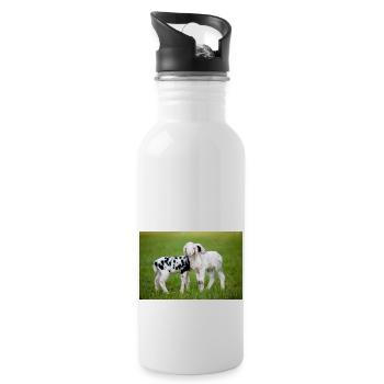 Lämmer Schwarz Weiss - Trinkflasche mit integriertem Trinkhalm - Weiß - Rechts