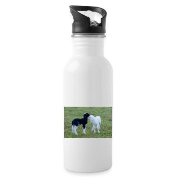 Lämmer schwarz weiss - Trinkflasche mit integriertem Trinkhalm - Weiß - Rechts