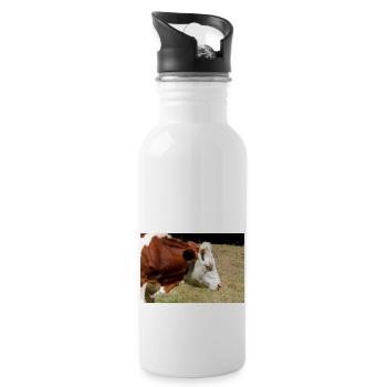 Cow Poster - Water bottle with straw - white - Right