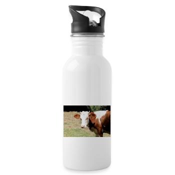 Affiche de vache - Gourde avec paille intégrée - blanc - Droite