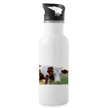 Cow Poster - Water bottle with straw - white - Right