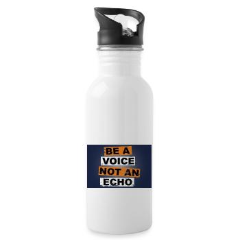 Be a voice not an echo saying lettering - Water bottle with straw - white - Right