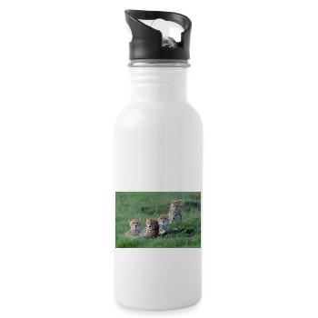 Geparden - Trinkflasche mit integriertem Trinkhalm - Weiß - Rechts