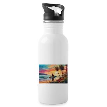 Surf & Vagues - Gourde avec paille intégrée - blanc - Droite