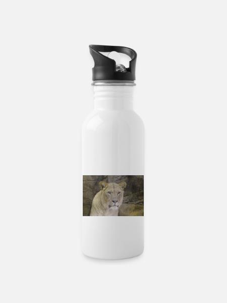 lioness CSC 0862 - Water bottle with straw - white