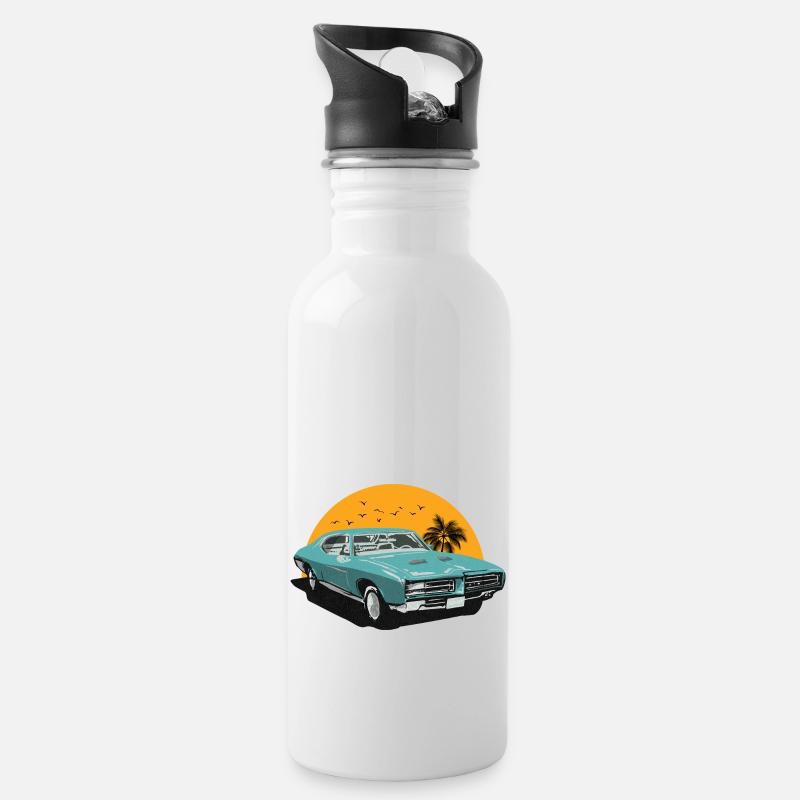 Voiture classique-voiture ancienne - Gourde avec paille intégrée - blanc