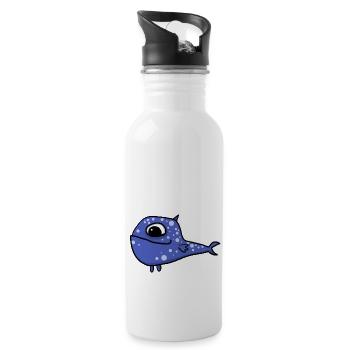 poisson bleu - Gourde avec paille intégrée - blanc - Droite