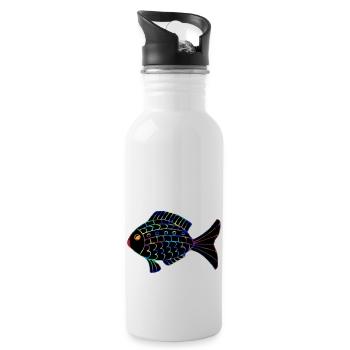 Poisson - Gourde avec paille intégrée - blanc - Droite