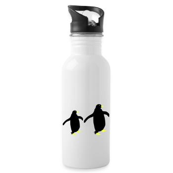 pinguin silhouette 2 - Trinkflasche mit integriertem Trinkhalm - Weiß - Rechts