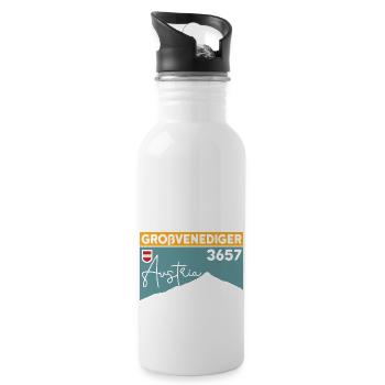 Großvenediger Skitour Bergtour Wanderung Souvenir - Trinkflasche mit integriertem Trinkhalm - Weiß - Rechts