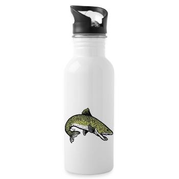 Hecht Fisch Fischer Angler Wildtier Flossen Ahoi - Trinkflasche mit integriertem Trinkhalm - Weiß - Rechts