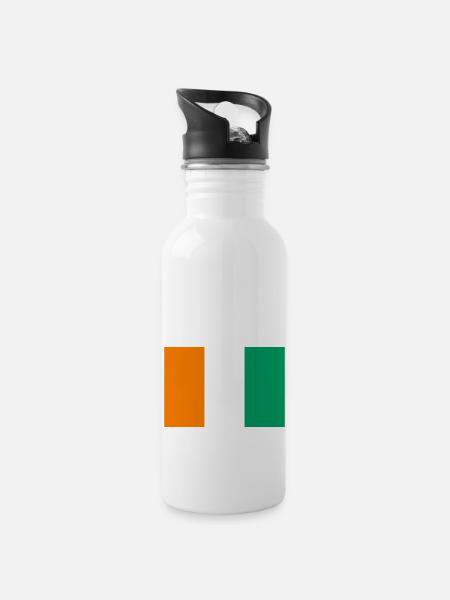 Ivory Coast / Flag of Côte d'Ivoire - Water bottle with straw - white